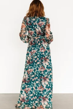 Best Baltic Born Maura Wrap Maxi Dress | Emerald Floral EmeraldFloral