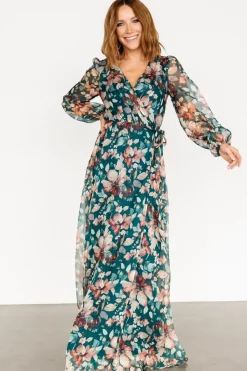 Best Baltic Born Maura Wrap Maxi Dress | Emerald Floral EmeraldFloral