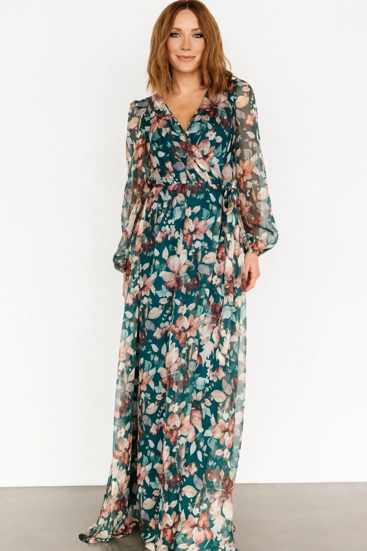 Best Baltic Born Maura Wrap Maxi Dress | Emerald Floral EmeraldFloral