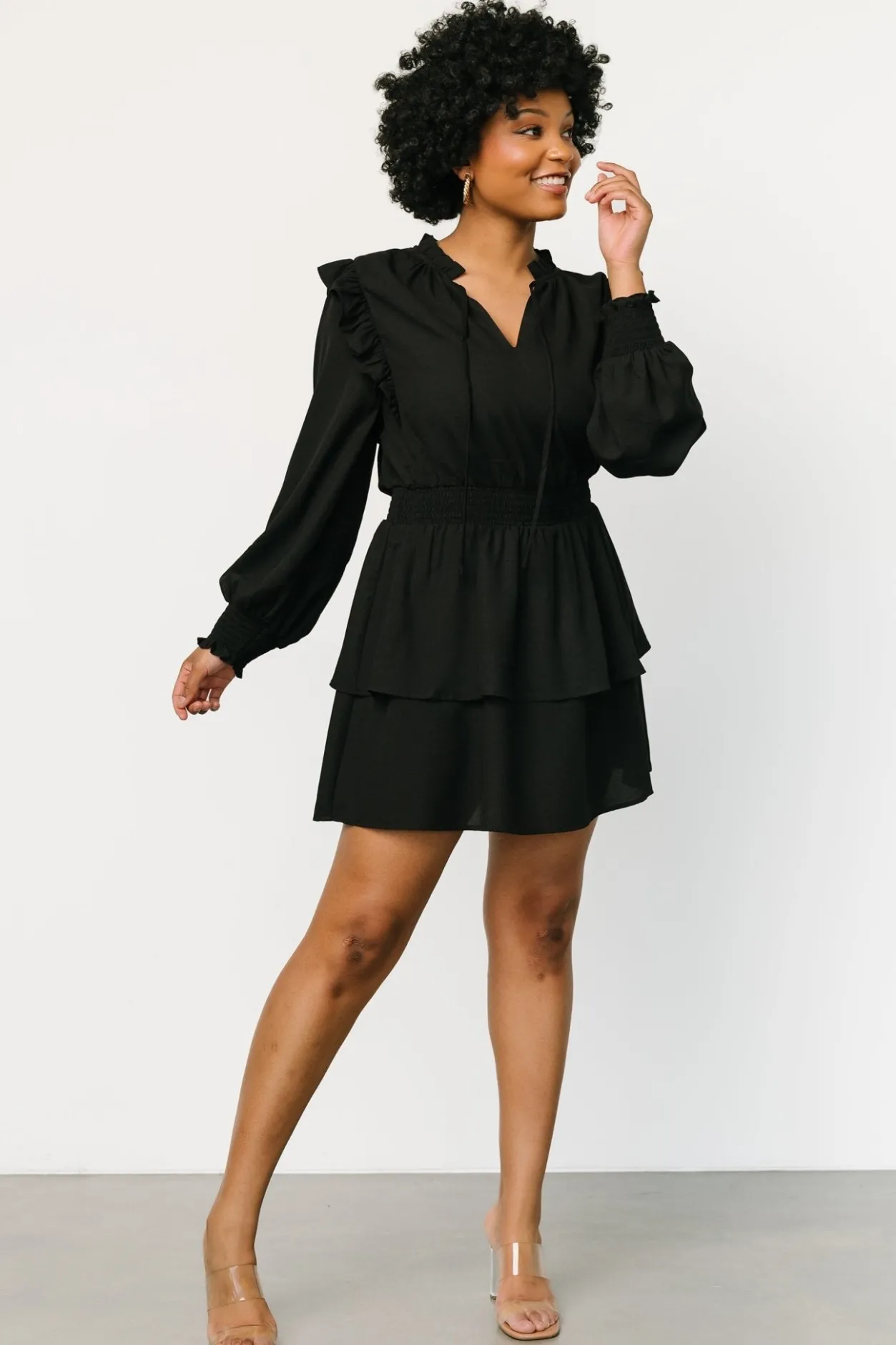 New Baltic Born Maylee Tiered Short Dress | Black