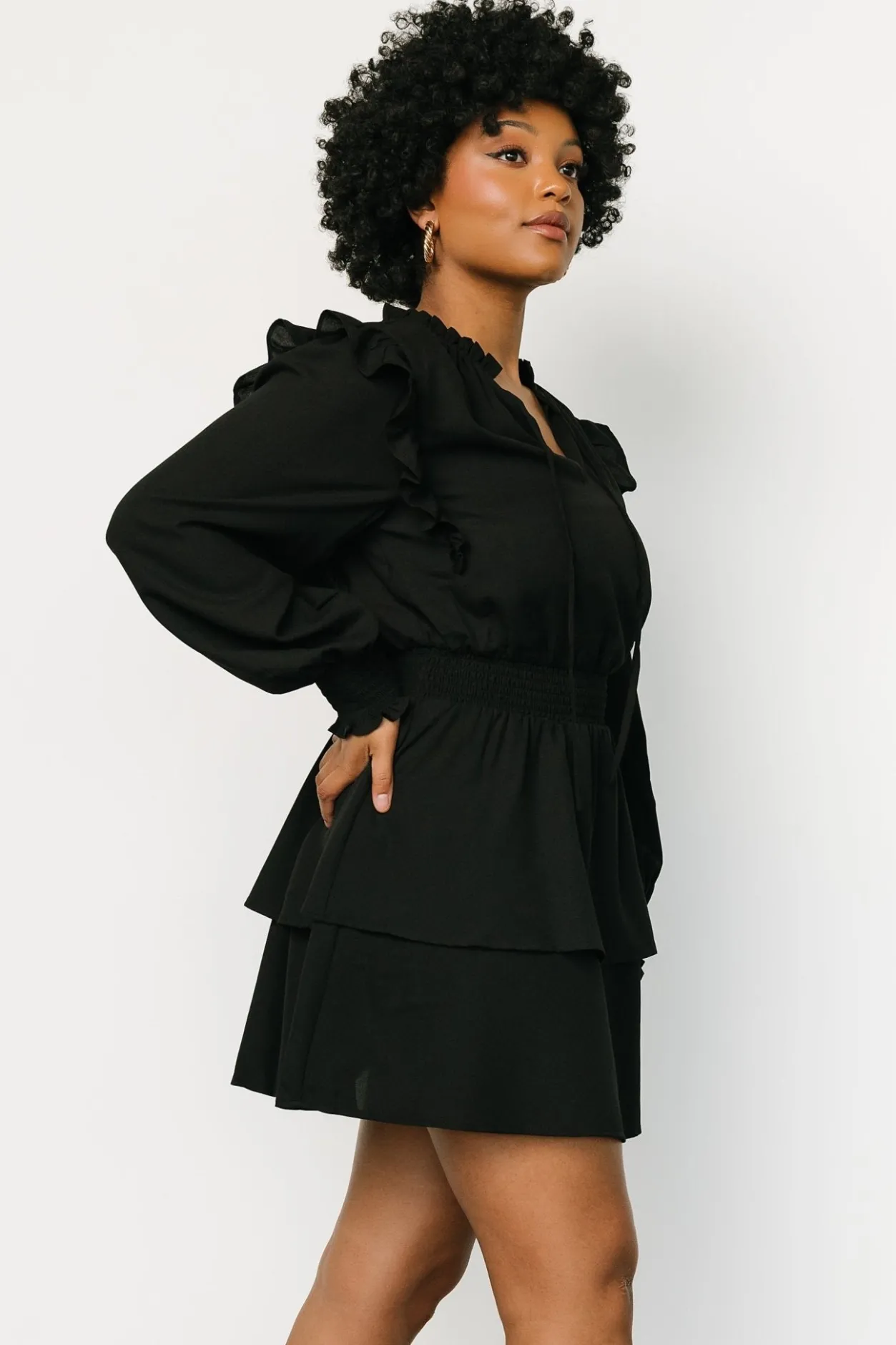 New Baltic Born Maylee Tiered Short Dress | Black
