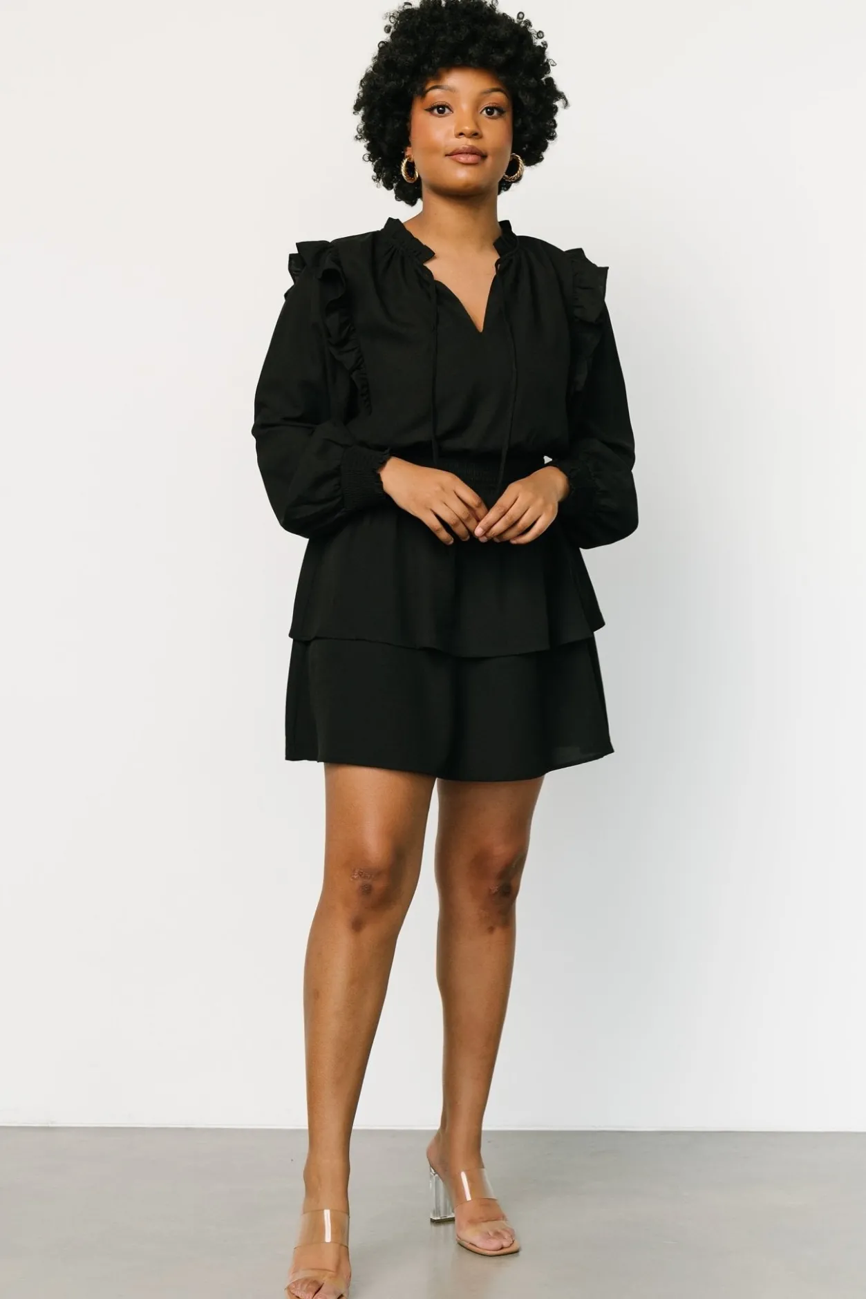 New Baltic Born Maylee Tiered Short Dress | Black