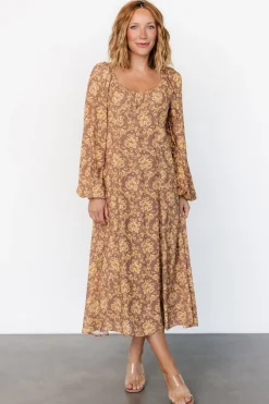 Discount Baltic Born McKinney Dress | Brown + Gold Floral Brown+GoldFloral
