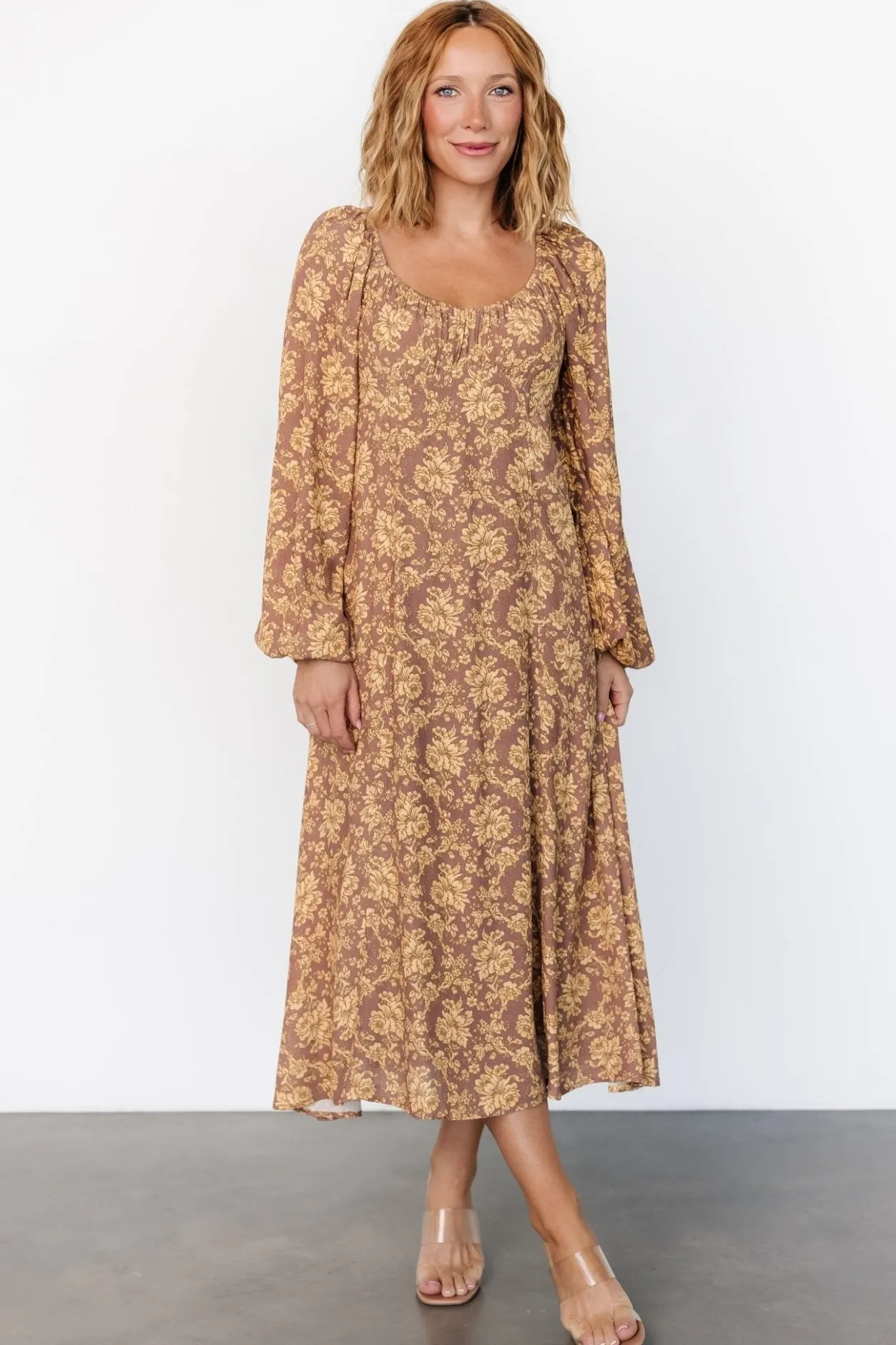Discount Baltic Born McKinney Dress | Brown + Gold Floral Brown+GoldFloral