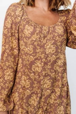 Discount Baltic Born McKinney Dress | Brown + Gold Floral Brown+GoldFloral