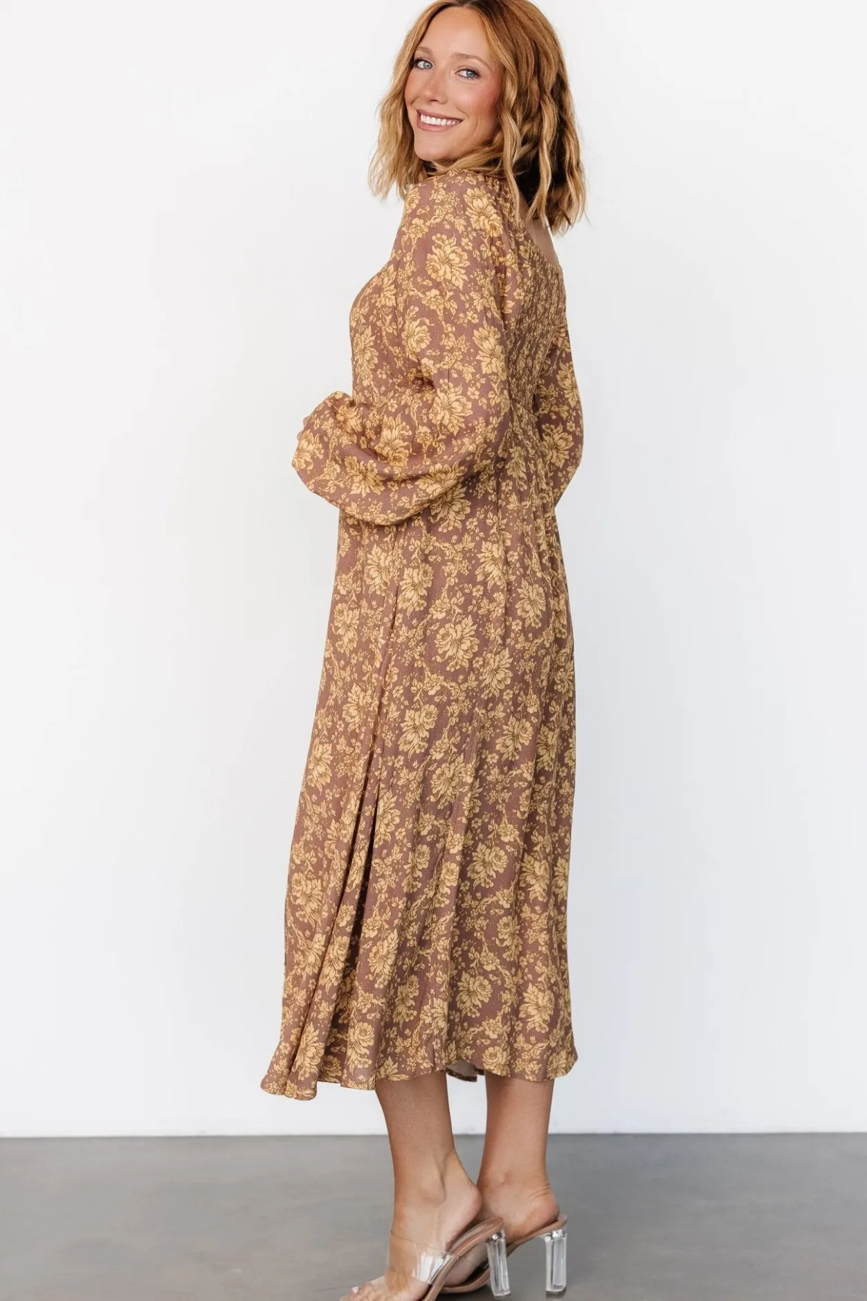 Discount Baltic Born McKinney Dress | Brown + Gold Floral Brown+GoldFloral