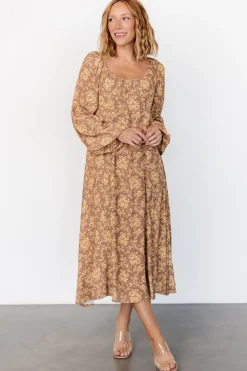 Discount Baltic Born McKinney Dress | Brown + Gold Floral Brown+GoldFloral