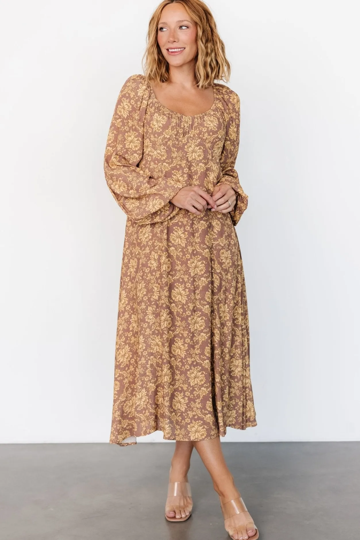 Discount Baltic Born McKinney Dress | Brown + Gold Floral Brown+GoldFloral