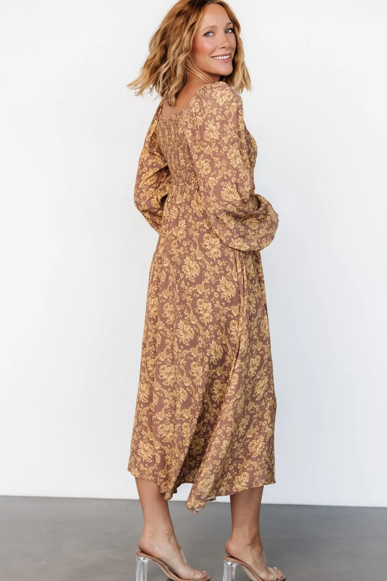 Discount Baltic Born McKinney Dress | Brown + Gold Floral Brown+GoldFloral