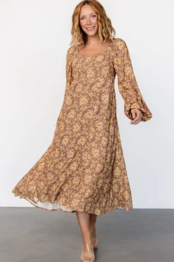 Discount Baltic Born McKinney Dress | Brown + Gold Floral Brown+GoldFloral