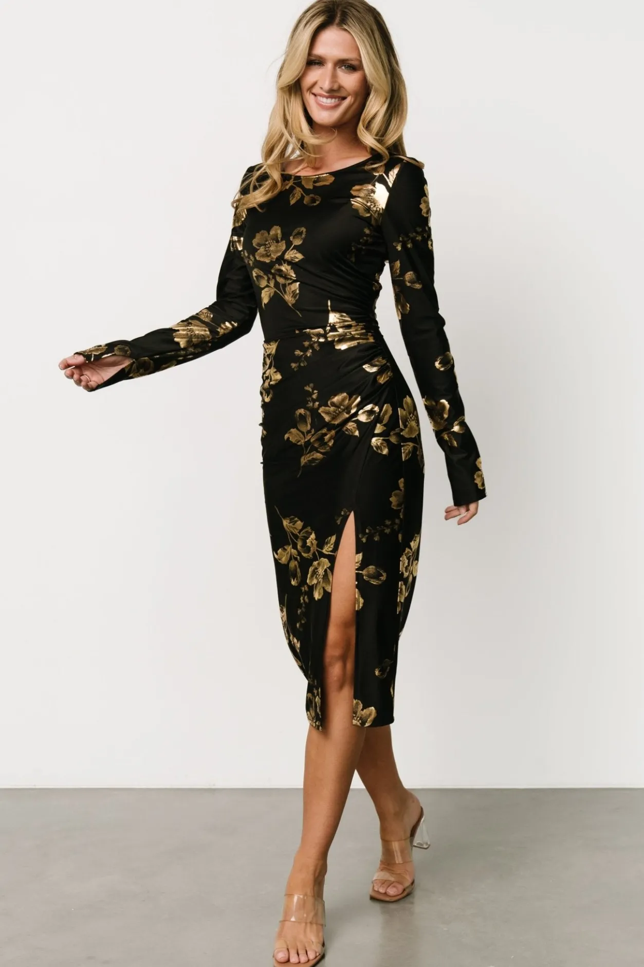 Hot Baltic Born McQueen Midi Dress | Black + Gold Black+Gold