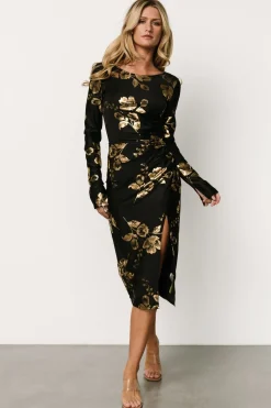 Hot Baltic Born McQueen Midi Dress | Black + Gold Black+Gold