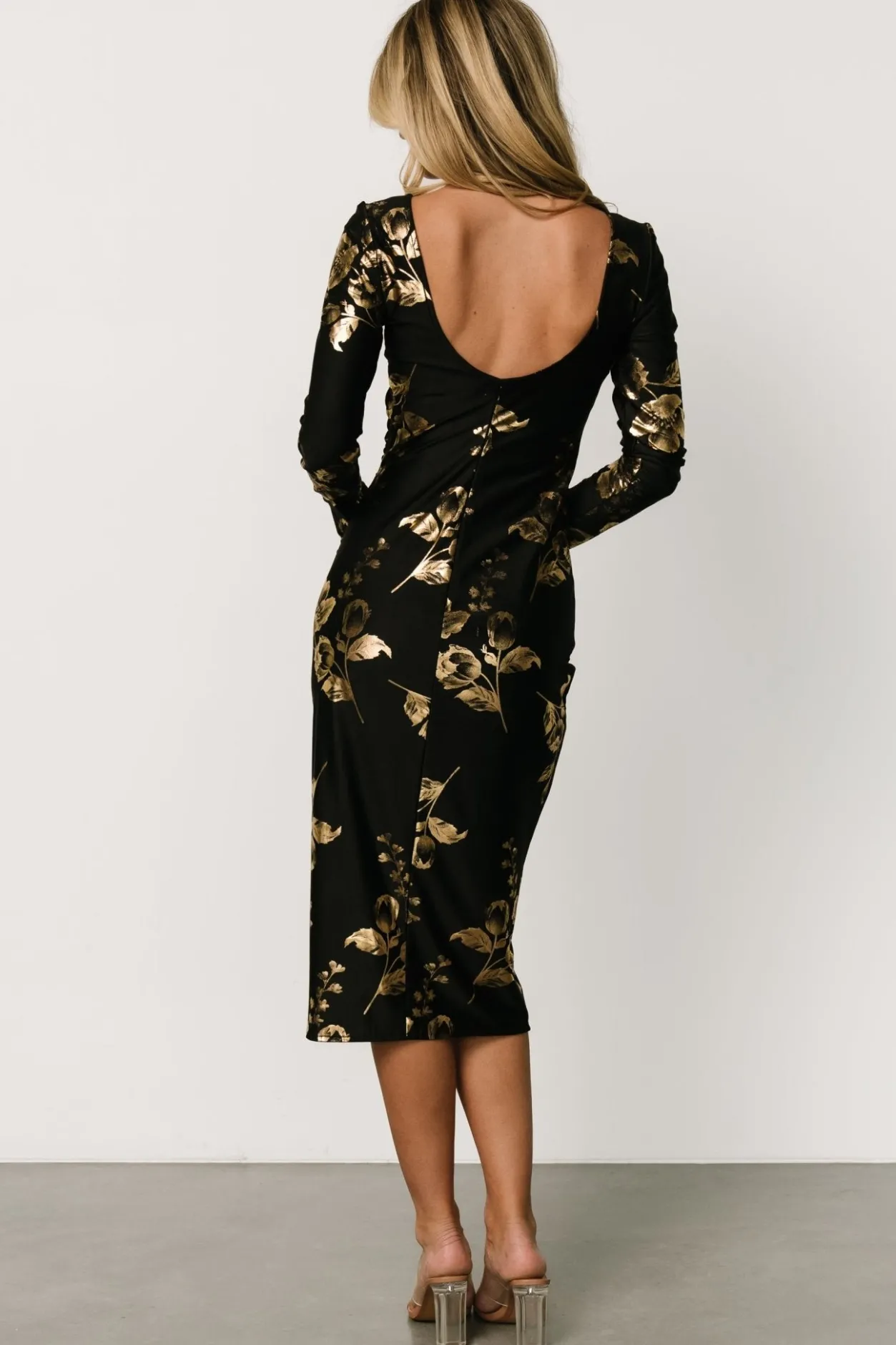 Hot Baltic Born McQueen Midi Dress | Black + Gold Black+Gold
