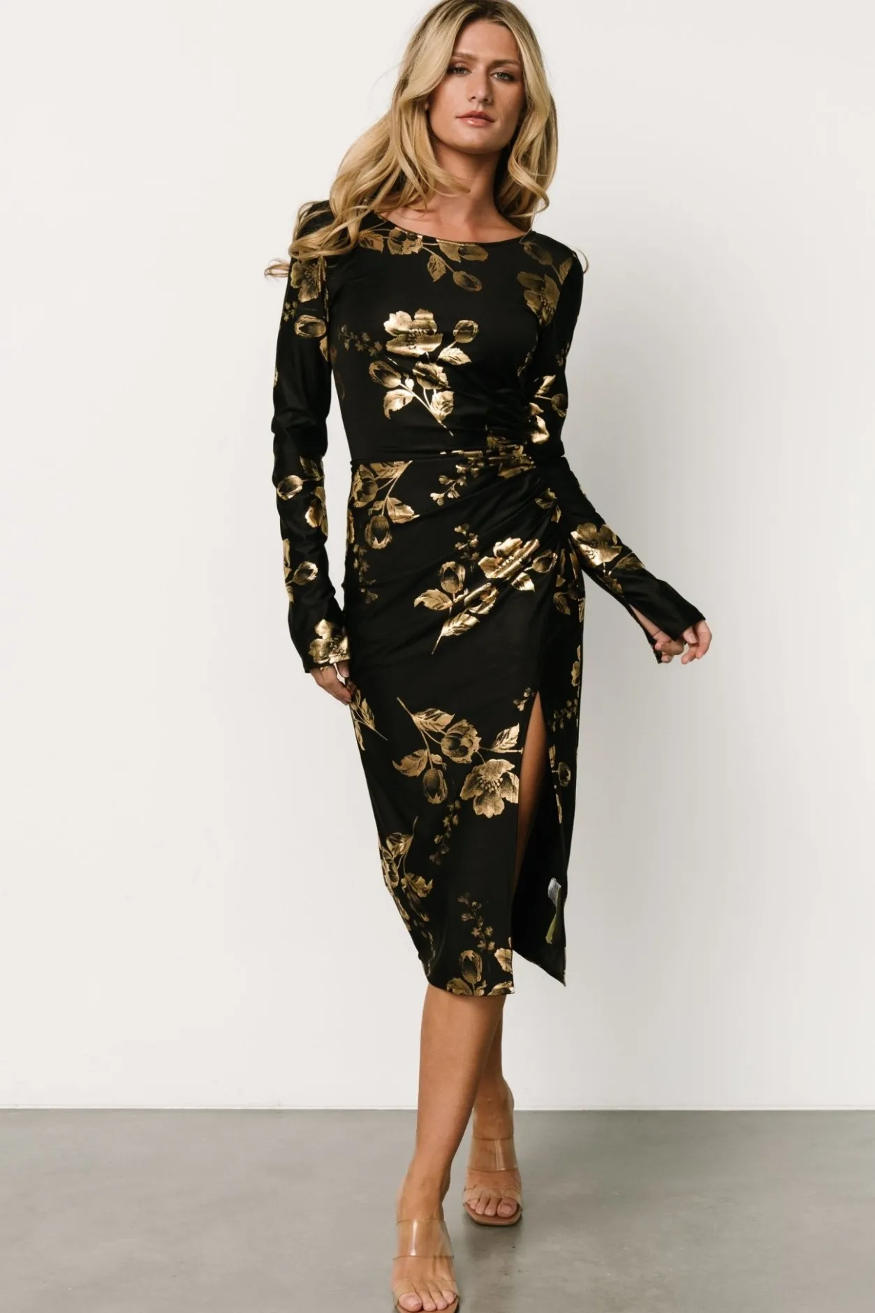 Hot Baltic Born McQueen Midi Dress | Black + Gold Black+Gold