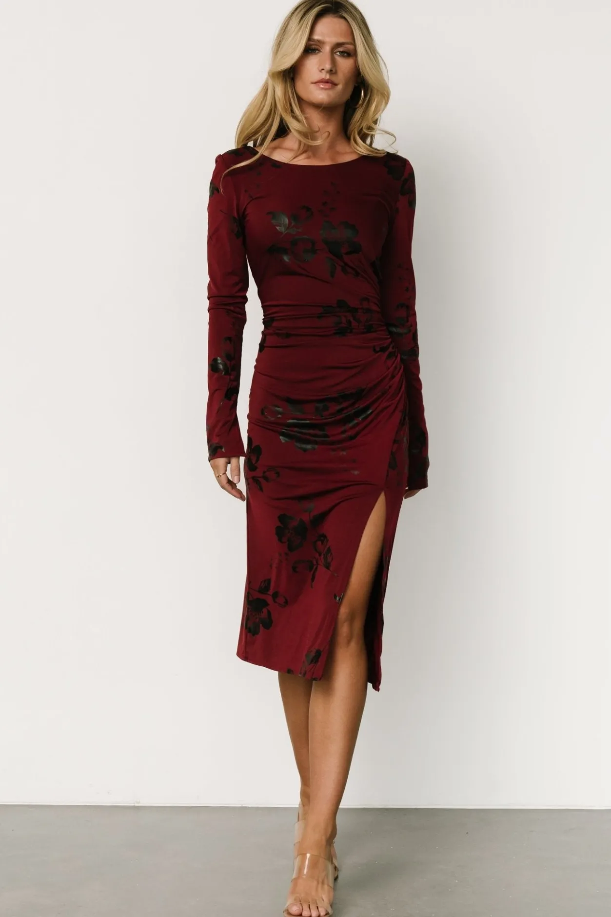 New Baltic Born McQueen Midi Dress | Merlot + Black Merlot+Black