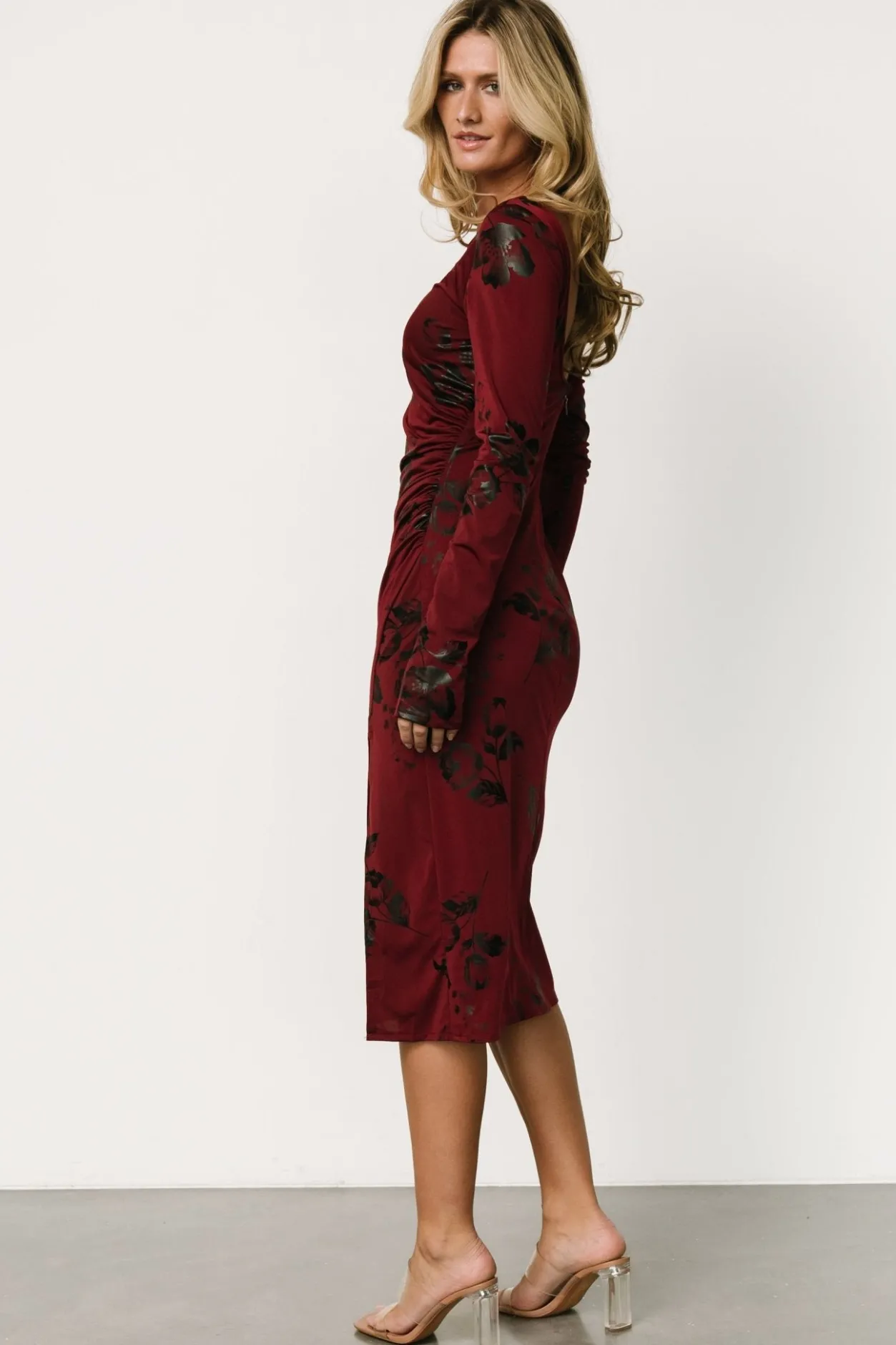 New Baltic Born McQueen Midi Dress | Merlot + Black Merlot+Black