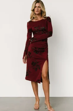 New Baltic Born McQueen Midi Dress | Merlot + Black Merlot+Black