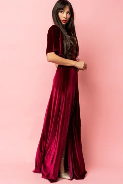 Discount Baltic Born Meghan Velvet Wrap Maxi Dress | Mulberry