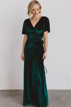 Discount Baltic Born Meghan Velvet Wrap Maxi Dress | Emerald