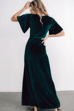Discount Baltic Born Meghan Velvet Wrap Maxi Dress | Emerald