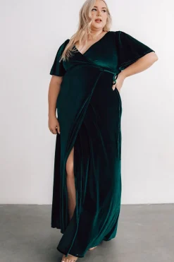 Discount Baltic Born Meghan Velvet Wrap Maxi Dress | Emerald