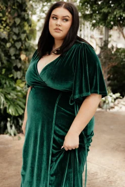 Discount Baltic Born Meghan Velvet Wrap Maxi Dress | Emerald