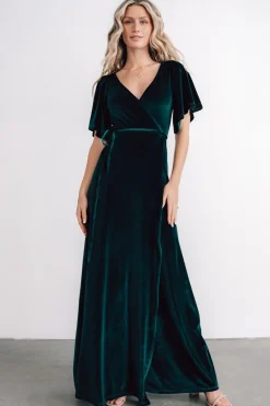 Discount Baltic Born Meghan Velvet Wrap Maxi Dress | Emerald