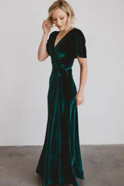 Discount Baltic Born Meghan Velvet Wrap Maxi Dress | Emerald