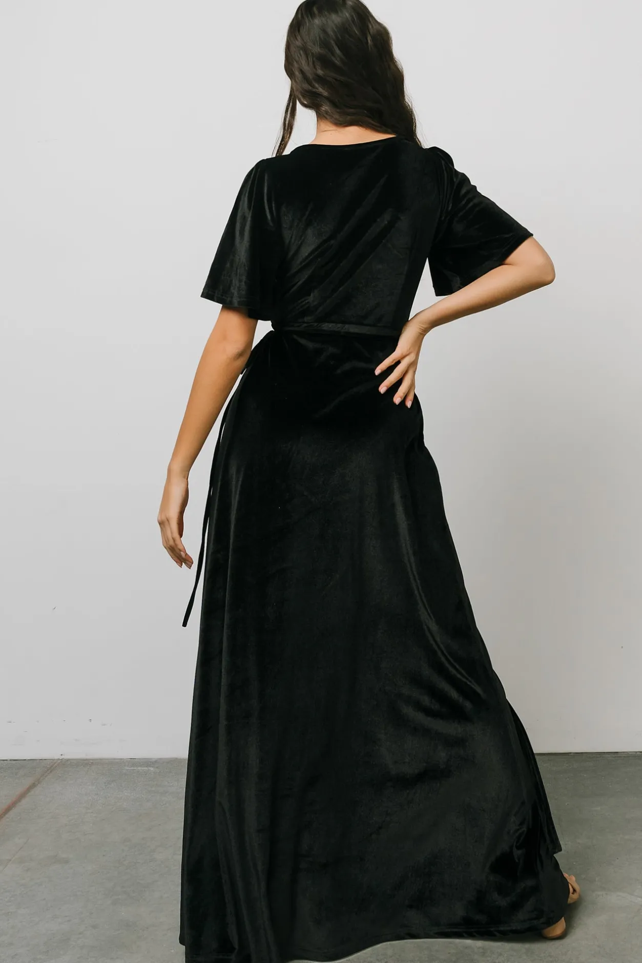 Outlet Baltic Born Meghan Velvet Wrap Maxi Dress | Black