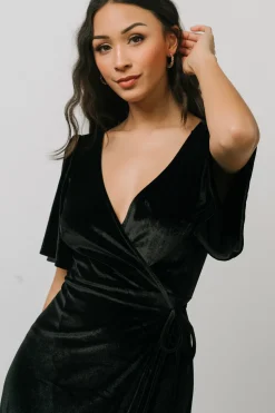 Outlet Baltic Born Meghan Velvet Wrap Maxi Dress | Black