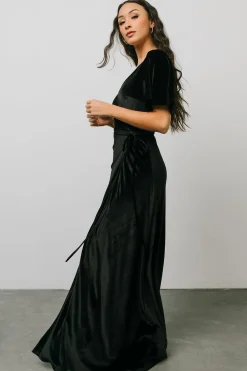 Outlet Baltic Born Meghan Velvet Wrap Maxi Dress | Black