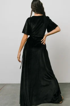 Outlet Baltic Born Meghan Velvet Wrap Maxi Dress | Black