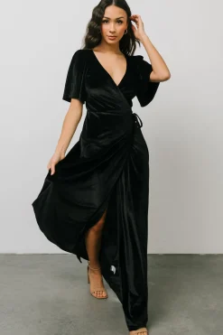 Outlet Baltic Born Meghan Velvet Wrap Maxi Dress | Black