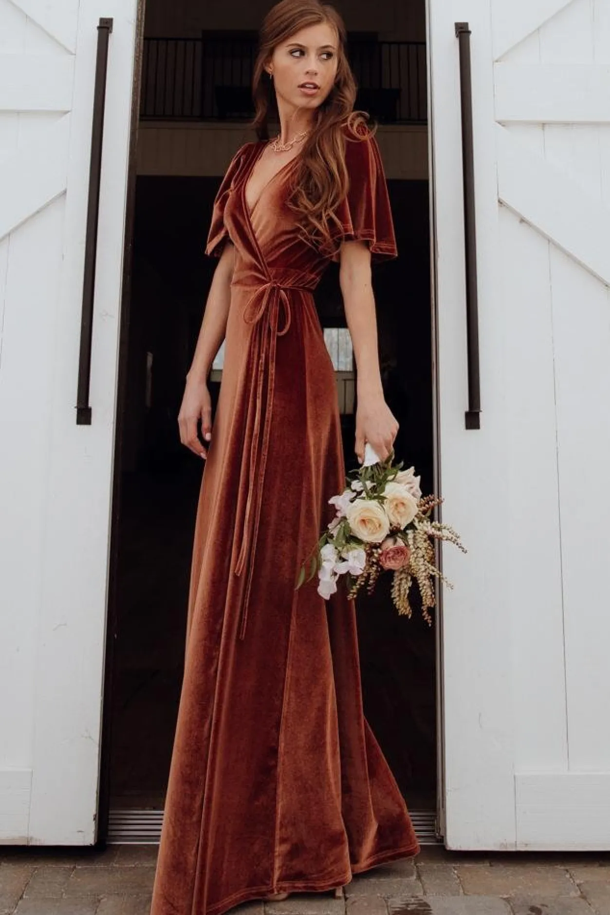 Hot Baltic Born Meghan Velvet Wrap Maxi Dress | Spice