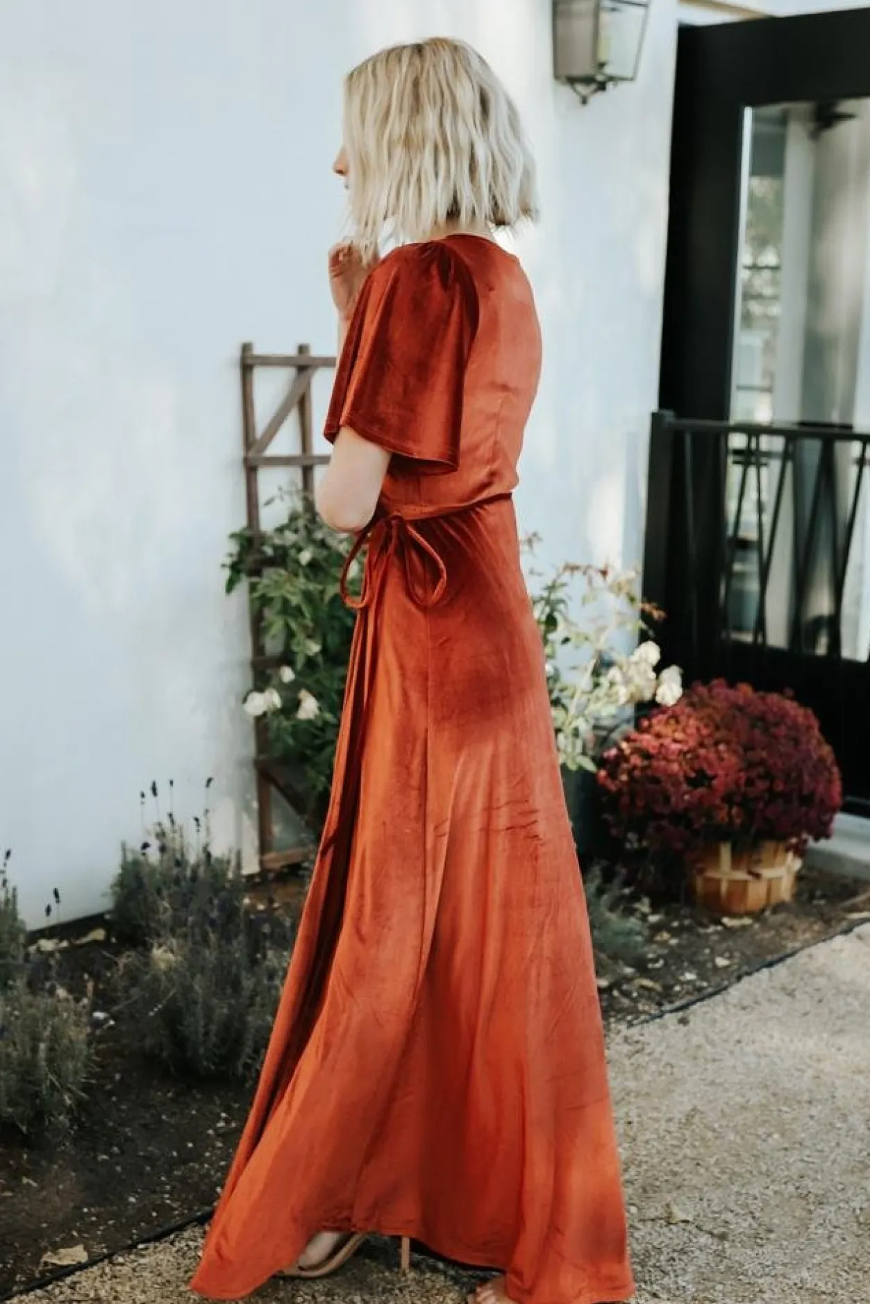 Clearance Baltic Born Meghan Velvet Wrap Maxi Dress | Rust