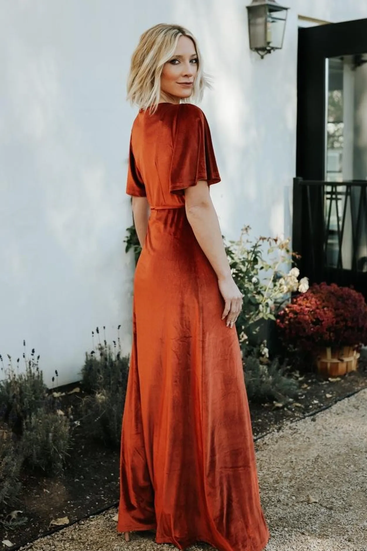 Clearance Baltic Born Meghan Velvet Wrap Maxi Dress | Rust