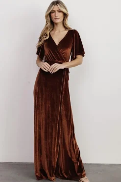Online Baltic Born Meghan Velvet Wrap Maxi Dress | Bronze