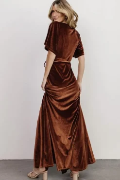 Online Baltic Born Meghan Velvet Wrap Maxi Dress | Bronze
