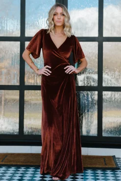 Online Baltic Born Meghan Velvet Wrap Maxi Dress | Bronze
