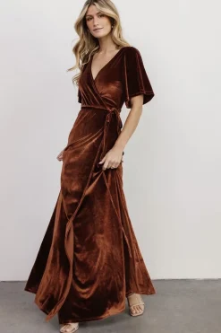 Online Baltic Born Meghan Velvet Wrap Maxi Dress | Bronze