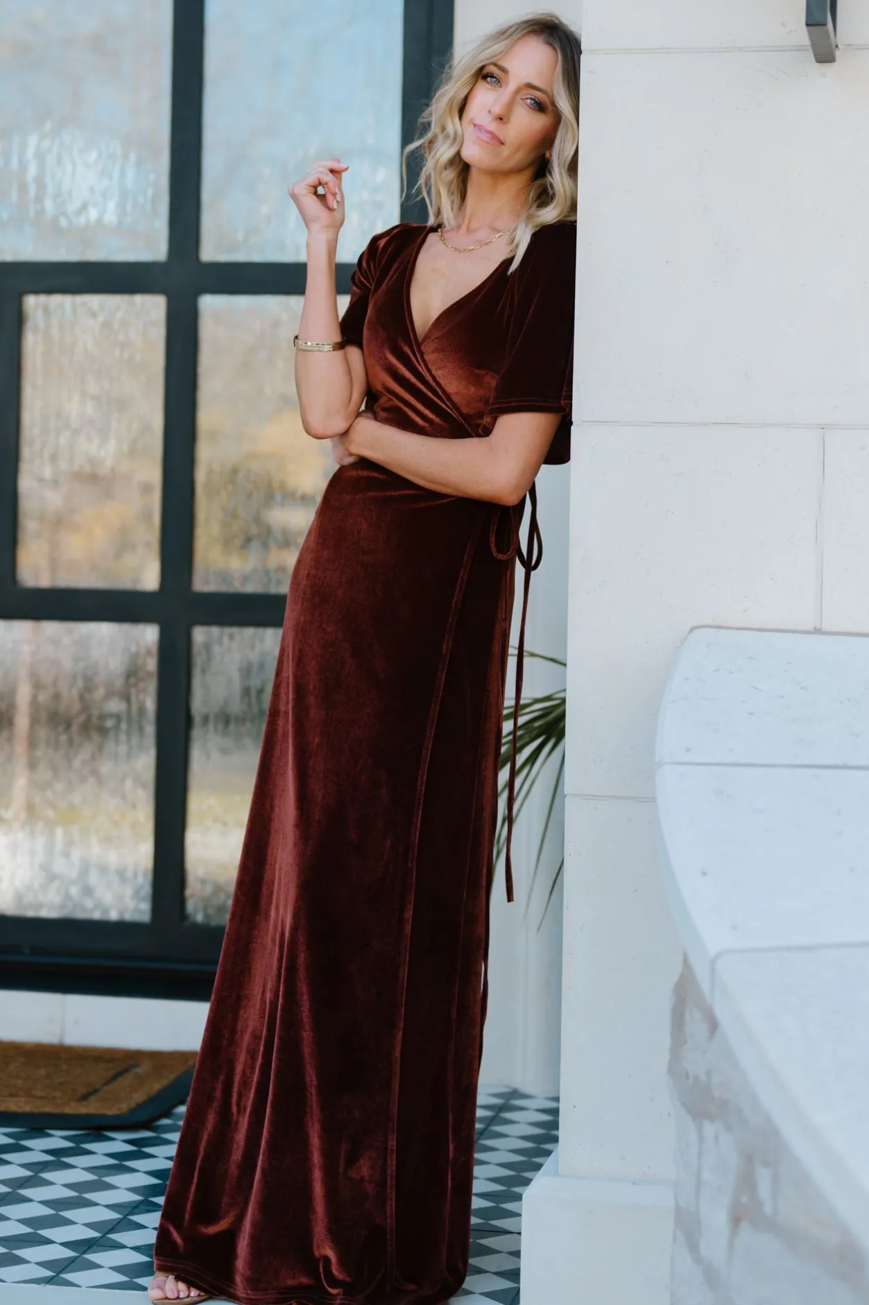 Online Baltic Born Meghan Velvet Wrap Maxi Dress | Bronze