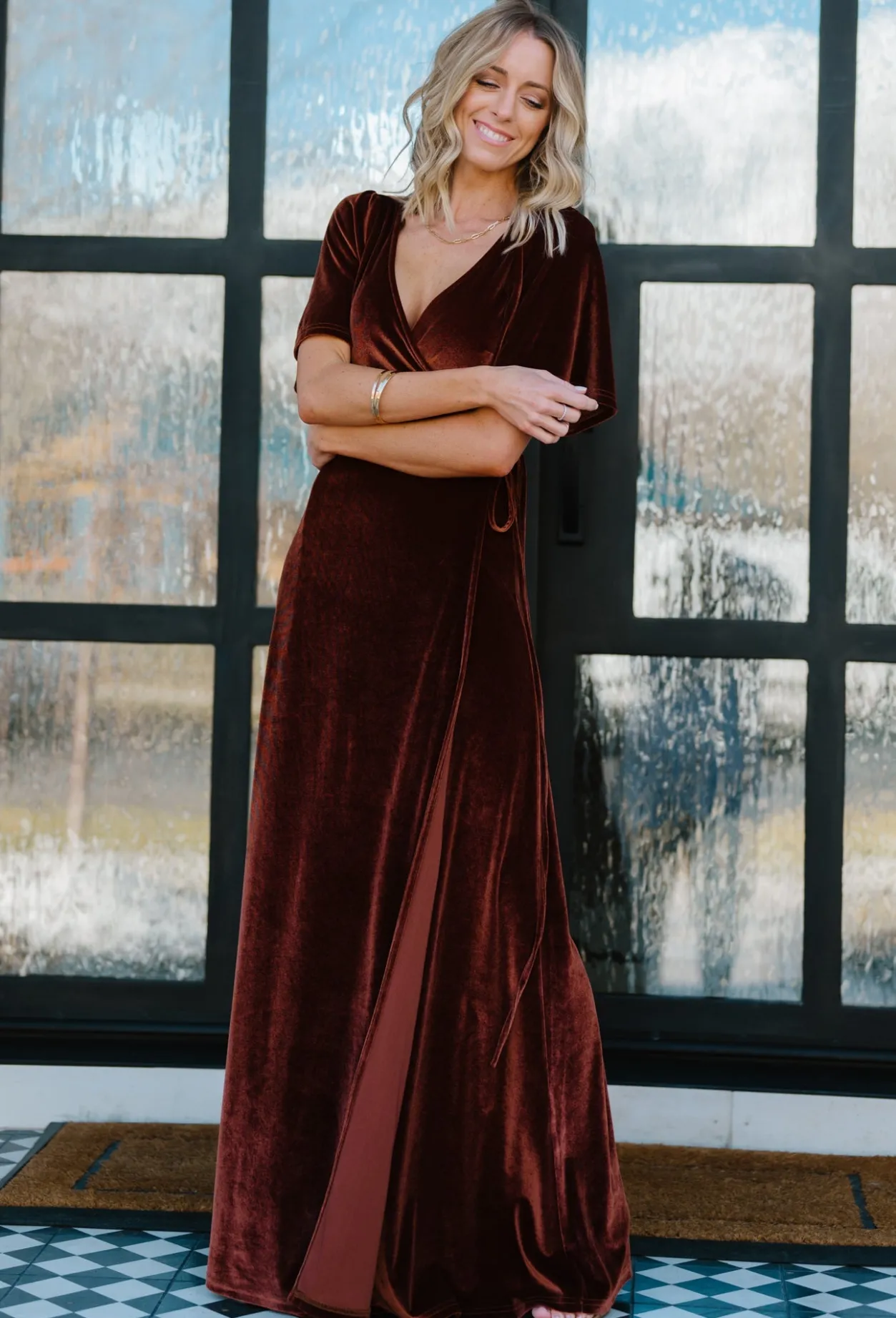 Online Baltic Born Meghan Velvet Wrap Maxi Dress | Bronze