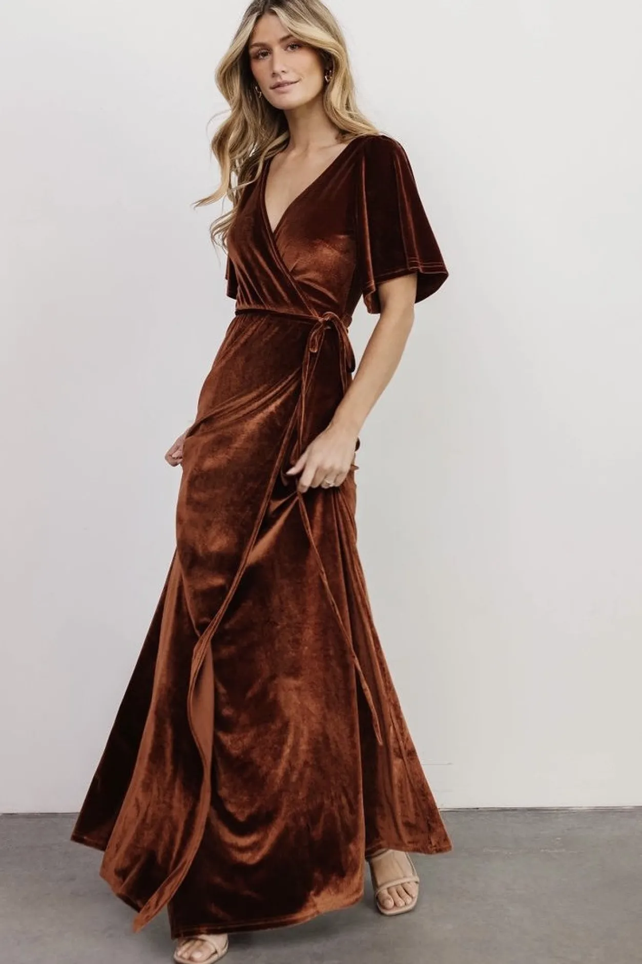 Online Baltic Born Meghan Velvet Wrap Maxi Dress | Bronze