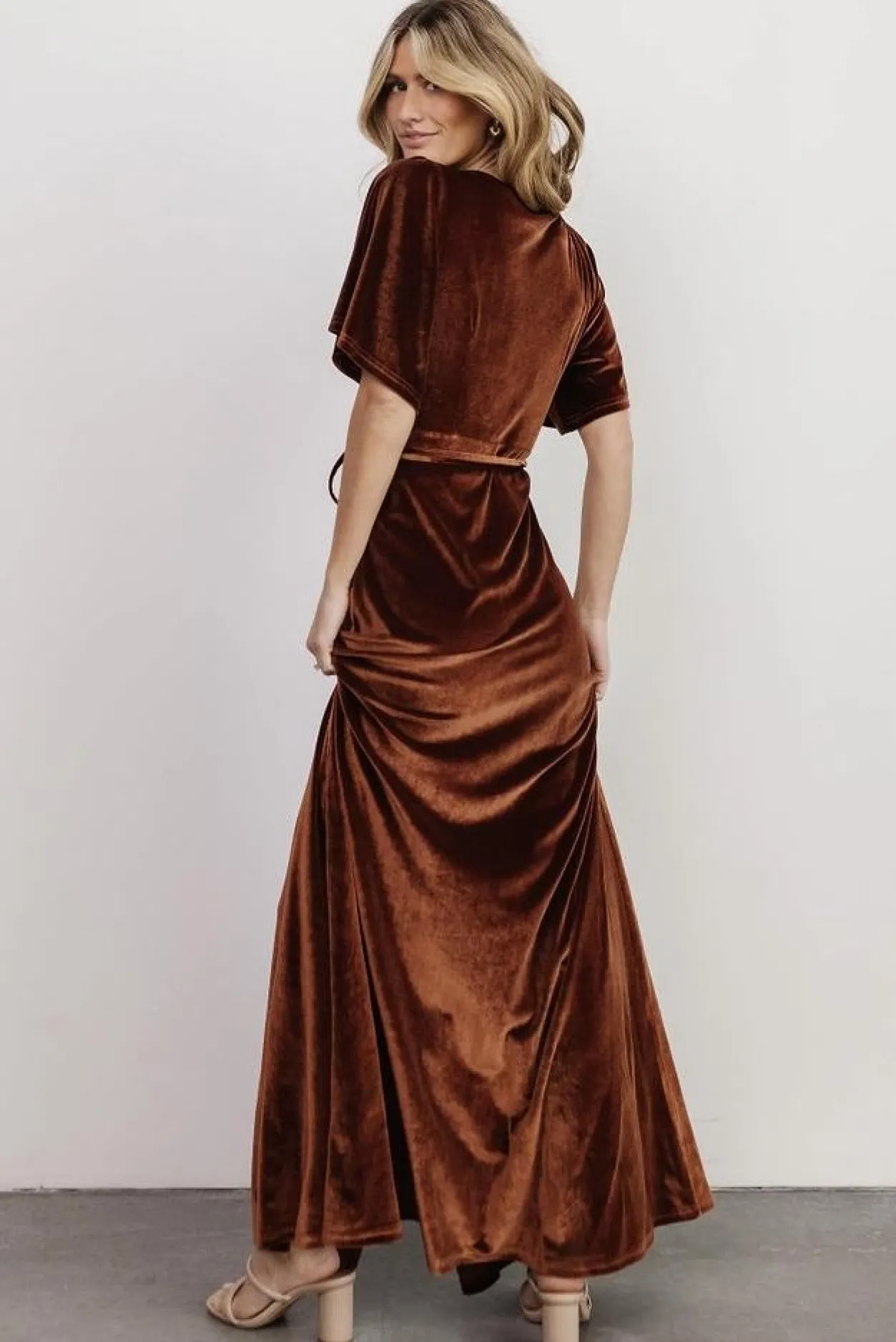 Online Baltic Born Meghan Velvet Wrap Maxi Dress | Bronze