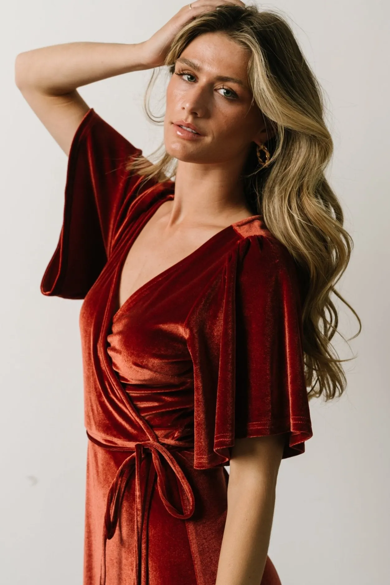 Discount Baltic Born Meghan Velvet Wrap Maxi Dress | Terracotta