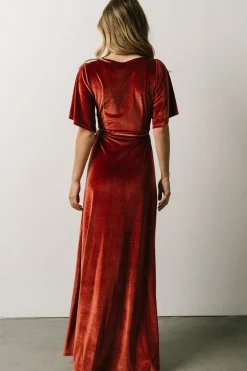 Discount Baltic Born Meghan Velvet Wrap Maxi Dress | Terracotta