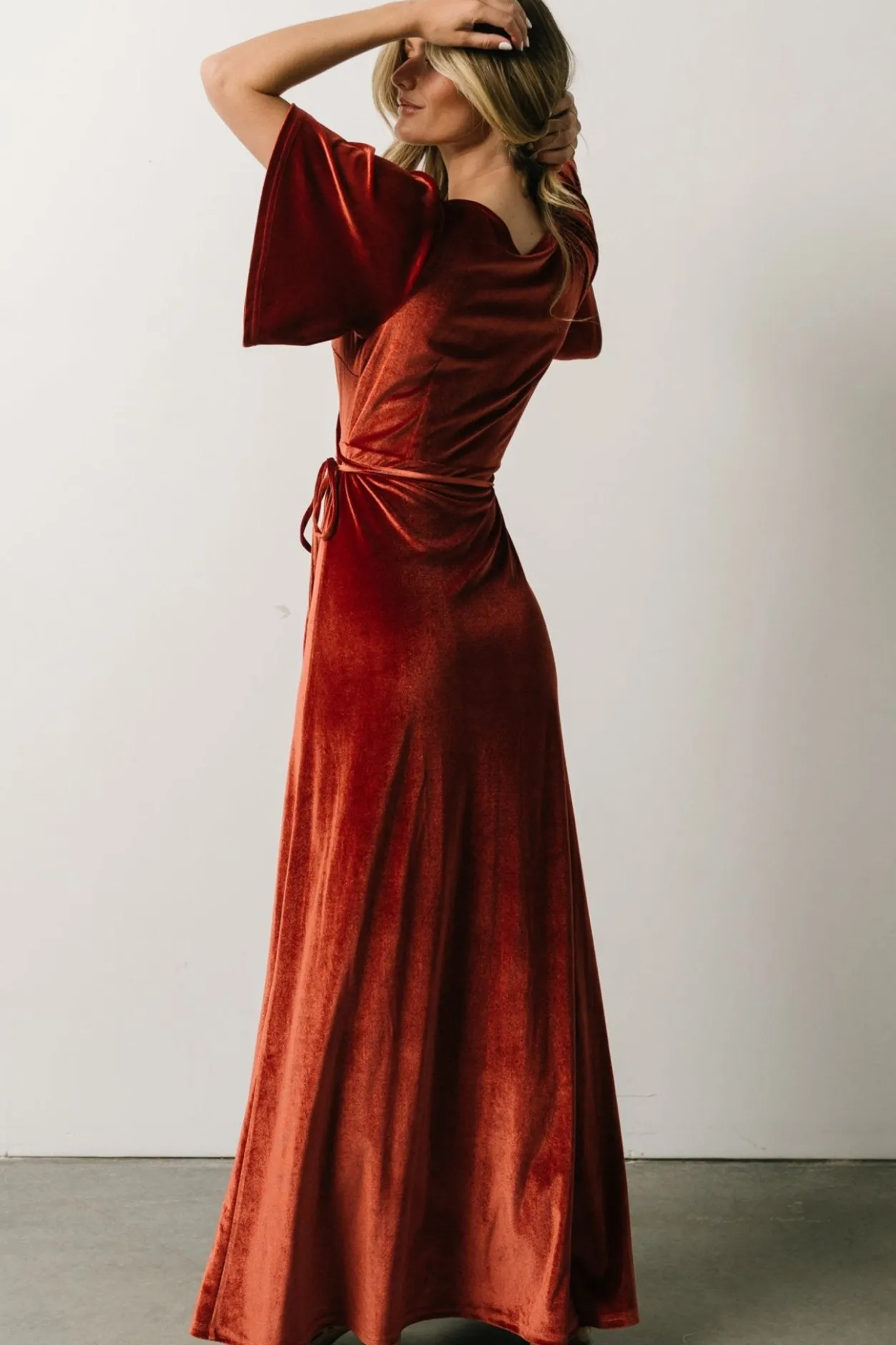 Discount Baltic Born Meghan Velvet Wrap Maxi Dress | Terracotta