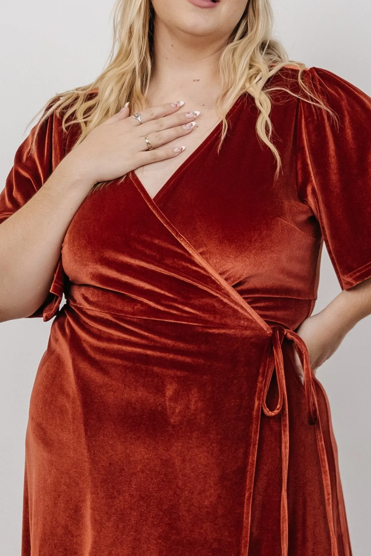 Discount Baltic Born Meghan Velvet Wrap Maxi Dress | Terracotta
