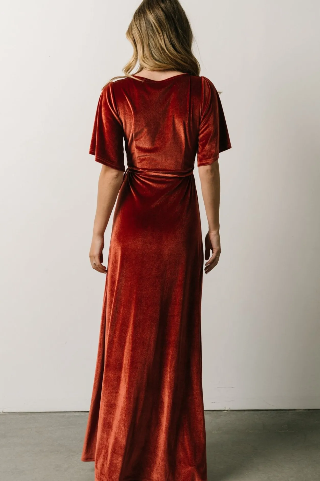 Discount Baltic Born Meghan Velvet Wrap Maxi Dress | Terracotta