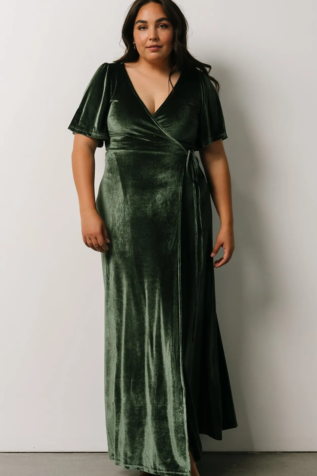Clearance Baltic Born Meghan Velvet Wrap Maxi Dress | Deep Green DeepGreen